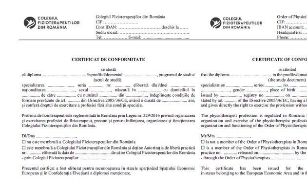 Certificat conformitate